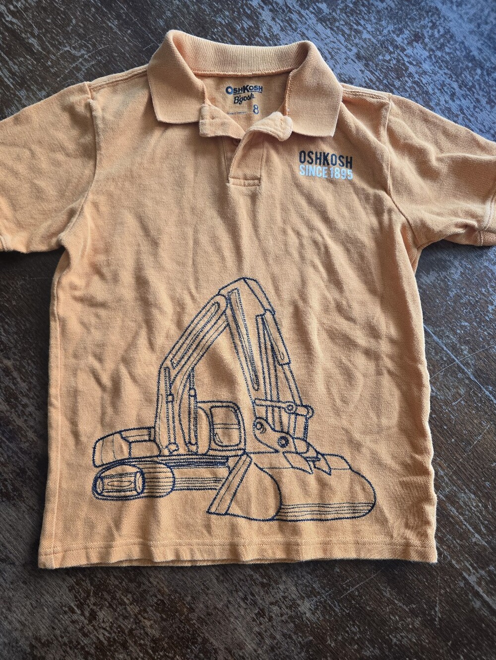 OshKosh B'gosh Orange Polo Shirt with Excavator Outline